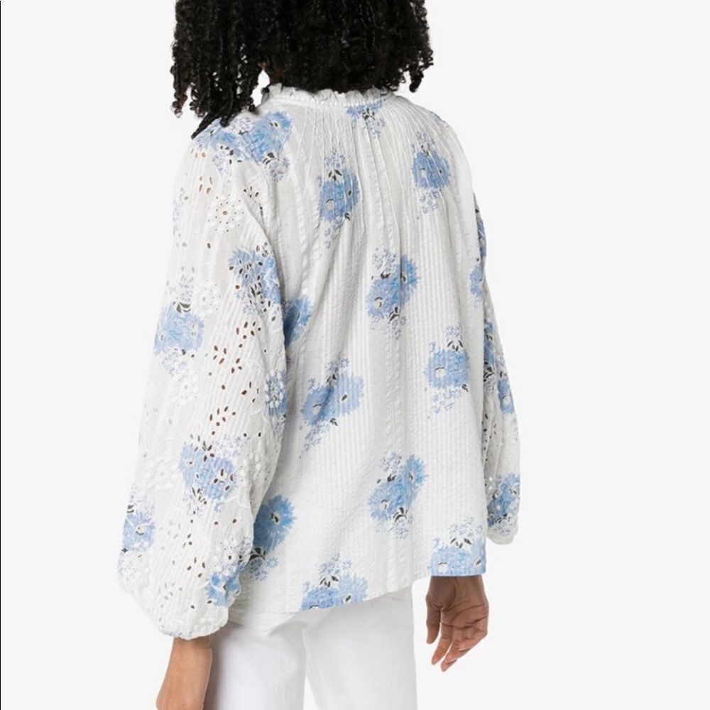 LoveShackFancy Spectra Floral Eyelet Blouse Top Large B-1135 B-1353 - Picture 3 of 5
